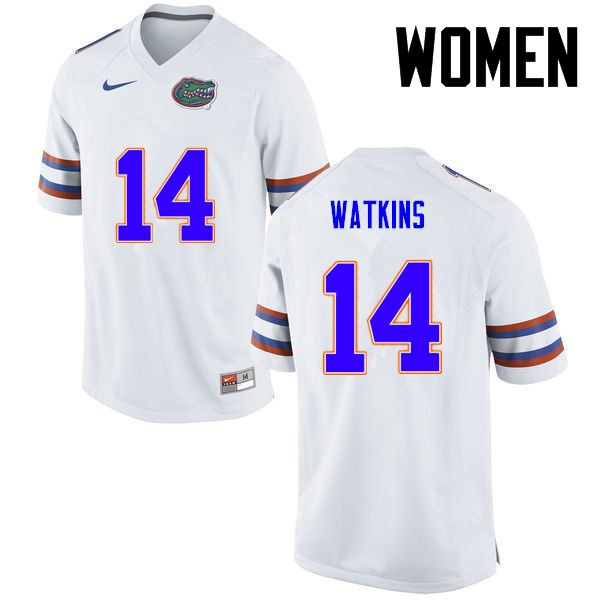NCAA Florida Gators Jaylen Watkins Women's #14 Nike White Stitched Authentic College Football Jersey CRS5764GH